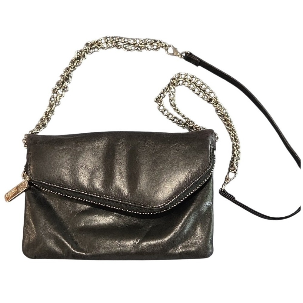 Hobo International Black Leather Convertible Wrislet Pouch Chain‎ Easy Luxe